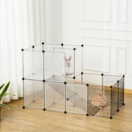 Recinto para Animais de Estimação Pequenos DIY com 21 Painéis de Resina e 6 Painéis de Arame Gaiola Modular de Plástico para Ha