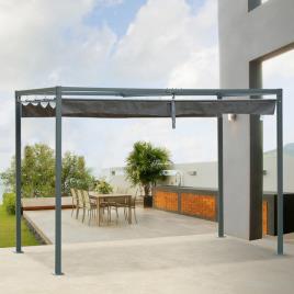 Pérgola 3x2m Pérgola de Jardim com Teto Retrátil de Poliéster com Revestimento Resistente para Celebrações Festas Casamento Cin