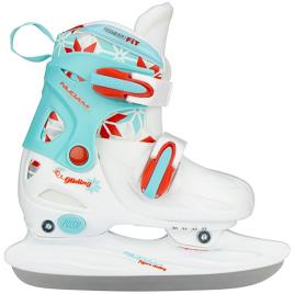 Nijdam Patinação Artística Ajustável De Bota Rígida Patins De Gelo Para Meninas EU 30-33 White / Blue / Red