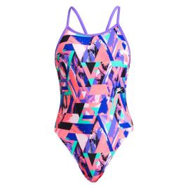 Funkita Roupa De Banho Single Strap Brush Crush 10 Years Black / Pink / White