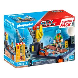 Playmobil Construção Com Guindaste Starter Pack 4-7 Years Multicolor