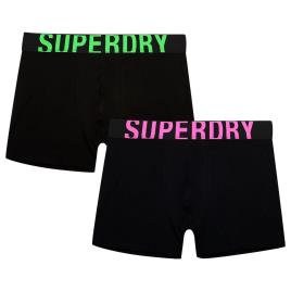 Superdry Boxer Dual Logo Double Pack S Black / Black Fluro