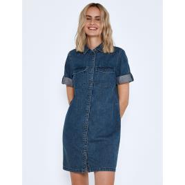 Noisy May Vestido estilo camisa, corte direito, mangas curtas