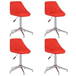 vidaXL Cadeiras de jantar giratórias 4 pcs couro artificial vermelho