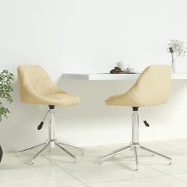 vidaXL Cadeiras de jantar giratórias 2 pcs couro artificial cor creme