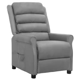 vidaXL Poltrona reclinável couro artificial cinzento