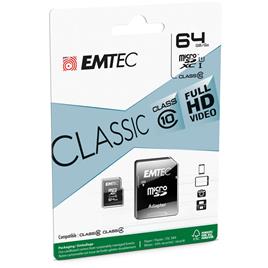 EMTEC Cartão de Memória microSDXC™ Classic Class 10, 64 GB, 20 Mbps Velocidade Leitura, com Adaptador