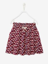 Saia estampada para menina vermelho escuro estampado