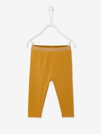 Leggings com lantejoulas no cós, para bebé menina castanho medio liso