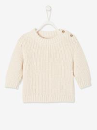 Camisola em canelado inglês, para bebé branco medio liso