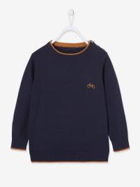 Camisola para menino azul escuro liso com motivo