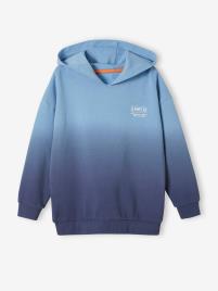 Sweat com capuz dip-dye, motivo skate, para menino azul medio liso com motivo