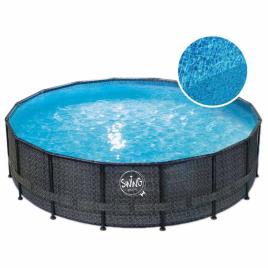 Mountfield Swing Wicker Frame Pool Elite 549 x 132 cm Dark Wiker / Blue