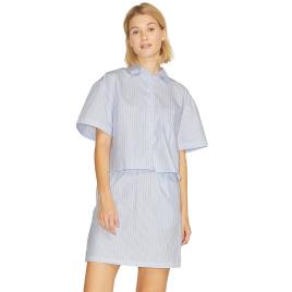 Jjxx Camisa Manga Curta Molly Relaxed Poplin Sn L White / Blue / Stripes Blue