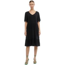 Object Vestido Longo Manga Curta Janne S Black