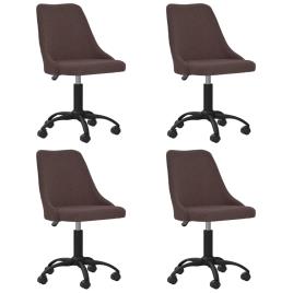 vidaXL Cadeiras de jantar giratórias 4 pcs tecido castanho-escuro