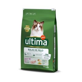 Ultima Cat Hairball Control com peru para gatos - Pack económico: 2 x 7,5 kg