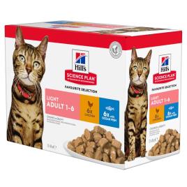 Hill's Adult Light para gatos - Seleção de frango e peixe (12 x 85 g)