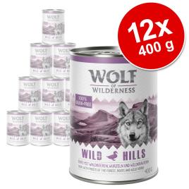 Wolf of Wilderness 12 x 400 g - Pack económico - Mediterranean, com cordeiro, frango e truta