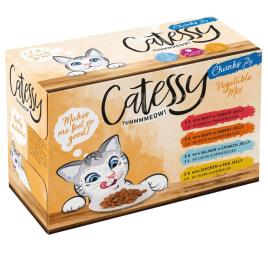 Catessy pedaços em gelatina com vegetais ou ovo - 48 x 100 g com 4 variedades