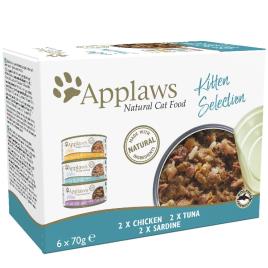 Applaws Multipack Kitten latas para gatos 6 x 70 g - Pack misto com sardinha, frango e atum