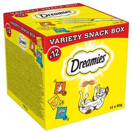 Dreamies Mixbox (frango, queijo, salmão) caixa com snacks - 12 x 60 g