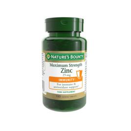 Zinco Maximum Strength 25 mg Nature's Bounty 100 comprimidos