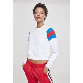 Urban Classics Mulher Camiseta Urban Classic Leeve Stripe Crew XL White / Blue fluo / Red flash