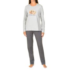 Kisses&love Pijama De Inverno Interlock Cookies L Gray / Dark Gray