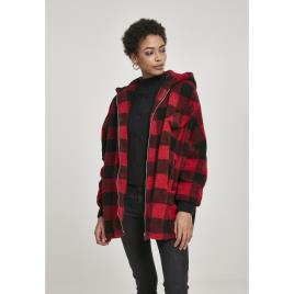 Urban Classics Hooded Check Parka XS Red Flash / Black