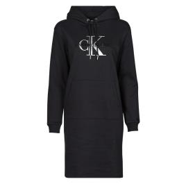 Calvin Klein Jeans  Vestidos curtos GLOSSY MONOGRAM HOODIE DRESS  Preto Disponível em tamanho para senhora. S,M,L,XS.Mulher > Roupas > Vestidos