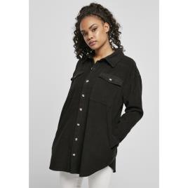 Urban Classics Camisa Longa De Veludo Cotelê Feminino Urban Classics L noir