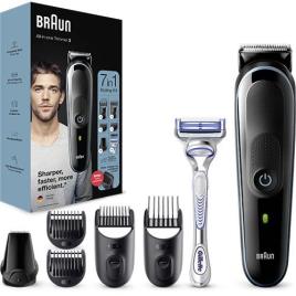 Aparador de Barba Braun All-in-One Trimmer Serie 3 MGK3342 - Preto Azul