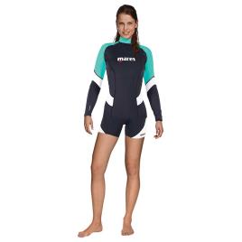 Mares Camiseta Feminina De Manga Comprida Rash Guard Trilastic She Dives L Black / Green / White