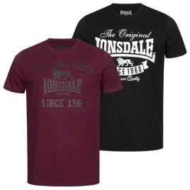 Lonsdale Camiseta De Manga Curta Torbay 2 Unidades XL Black / Oxblood