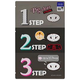 Kit 3 Passos (Forte) Eliminação de Pontos Negros Clear Blackhead Pig Nose da Holika Holika
