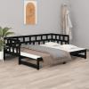 vidaXL Estrutura sofá-cama de puxar 2x(90x200) cm pinho maciço preto