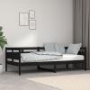 vidaXL Sofá-cama 90 x 200 cm madeira de pinho maciça preto