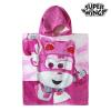 Poncho-Toalha com Capuz Rosa 