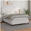 vidaXL Cama com molas/colchão 140x200 cm couro artificial branco