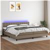 vidaXL Cama box spring colchão/LED 200x200cm tecido cinza-acastanhado