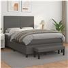 vidaXL Cama com molas/colchão 140x200 cm couro artificial cinzento