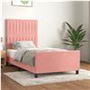 vidaXL Estrutura de cama c/ cabeceira 100x200 cm veludo rosa