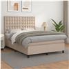 vidaXL Cama com molas/colchão 140x190 cm couro artificial cappuccino