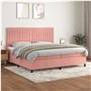 vidaXL Cama com molas/colchão 200x200 cm veludo rosa