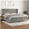 vidaXL Cama com molas/colchão 200x200 cm veludo cinzento-claro