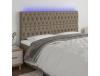 Cama com Cabeceira Led Cinza Acastanhado CLICK AND BUY Tecido Cinzento (200x7x118)