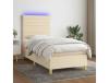 Cama Box Spring com Colchão e Led 90X200 Cm Tecido Cor Creme CLICNBUY