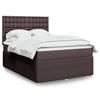 vidaXL Cama com molas/colchão 140x200 cm tecido castanho-escuro