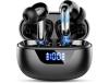 Auscultadores Sem Fios Auscultadores Bluetooth 5.3 com Microfone com Cancelamento de Ruído 4 Enc Mini Auscultadores Sem Fios em Graves BISBISOUS